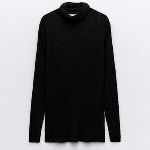 ZARA COTTON RIBBED JERSEY TURTLENECK